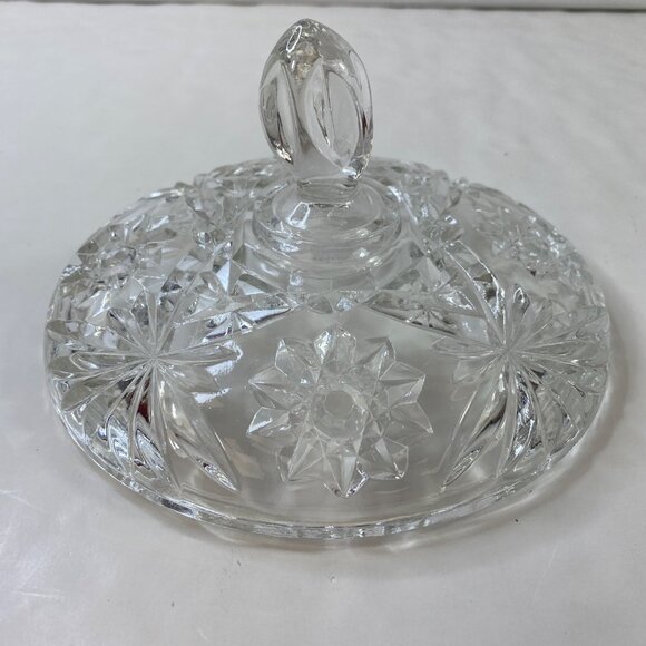 Anchor Hocking Crystal Candy Dish Lid Textured Starburst Design Decor Vintage - Picture 7 of 10